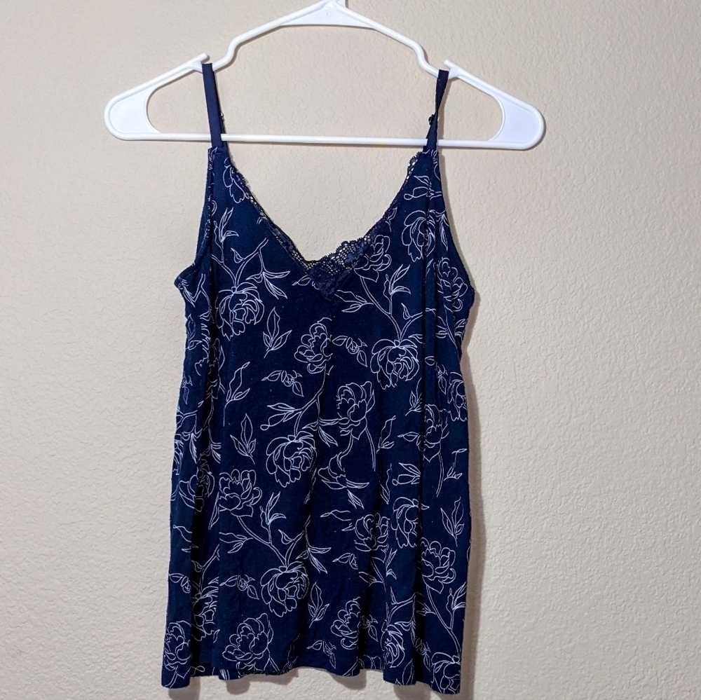 Floral Navy & White Pajama Tank